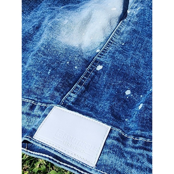 South Pole Men’s Paint Splash Blue Denim & Gray Removable Hoodie Jacket Size L - Picture 6 of 10
